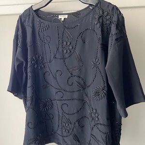 Black Suno Silk Shirt with floral pattern